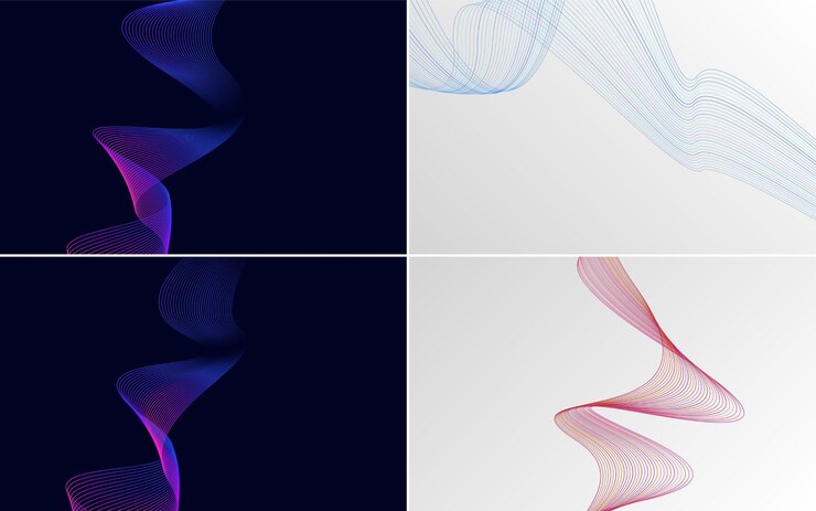 Free Vector modern wave curve abstract presentation background pack