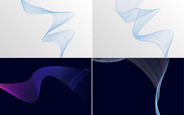 Free vector modern wave curve abstract presentation background pack