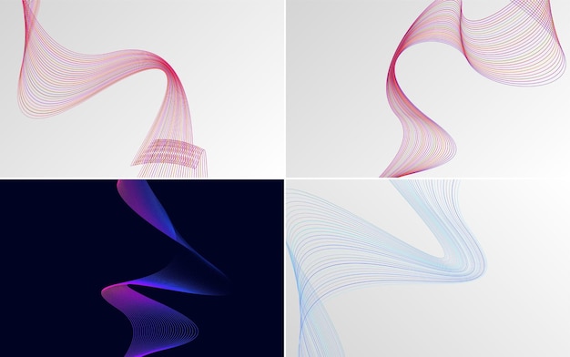 Free vector modern wave curve abstract presentation background pack