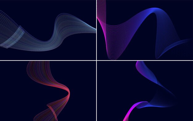 Free vector modern wave curve abstract presentation background pack