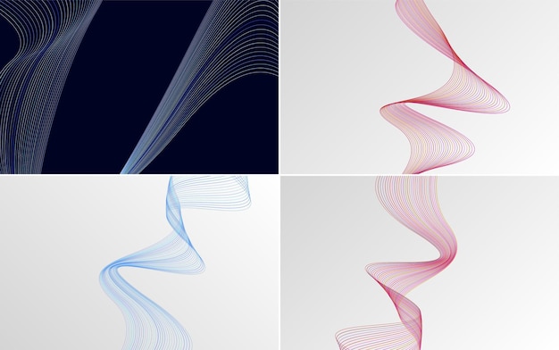 Modern wave curve abstract vector background pack for a unique and eyecatching design