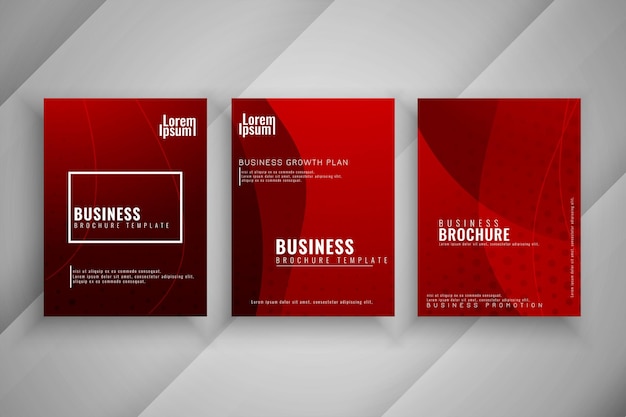 Free vector modern wave design business brochure template set