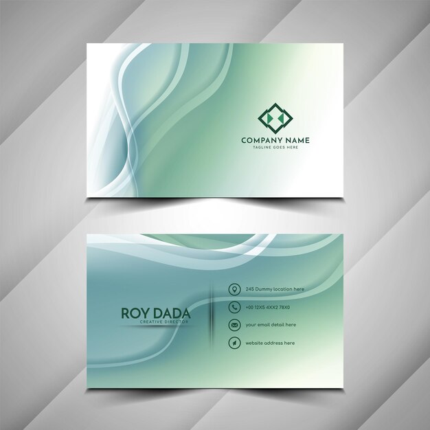 Modern wave style business card design vector