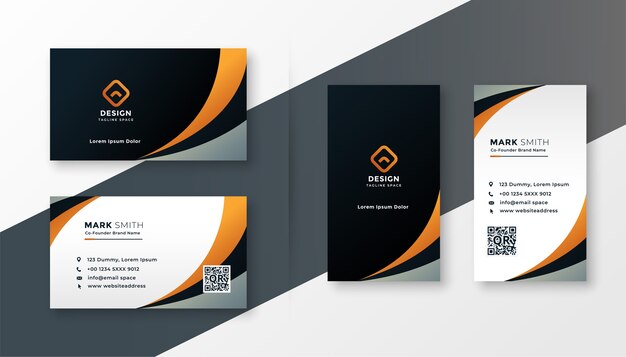 Modern wavy business card design template