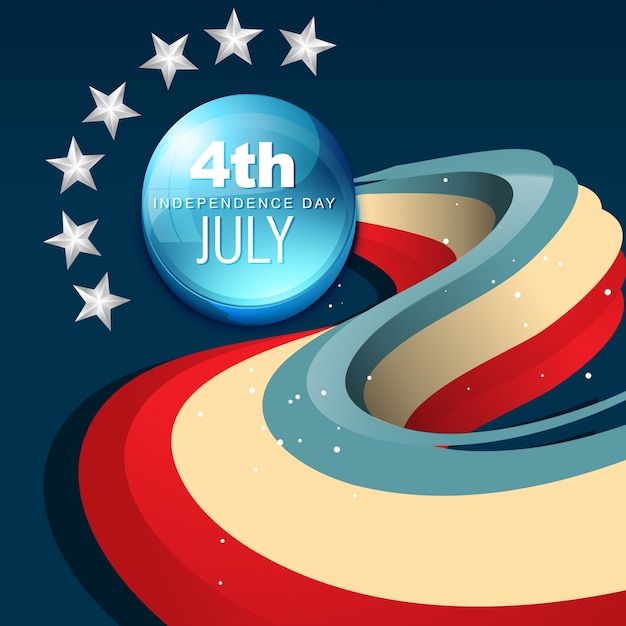 Modern wavy independence day design