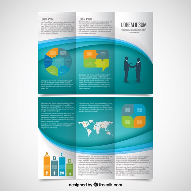 無料ベクター 現代的な波状のトリフルーフパンフレット