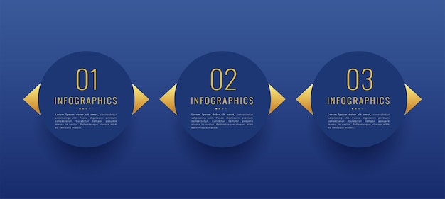 Moderno modo di trasmettere informazioni con 3 passaggi di processo infografico vettor banner.