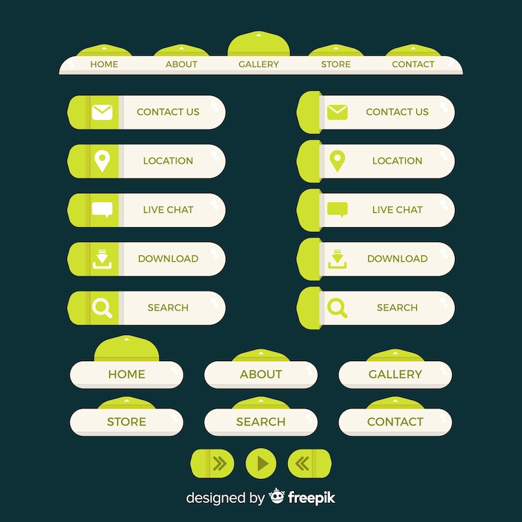Free Vector modern web design button collection with flat design