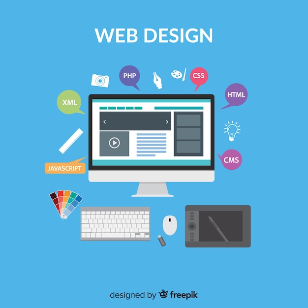 Free vector modern web design concept with flat style