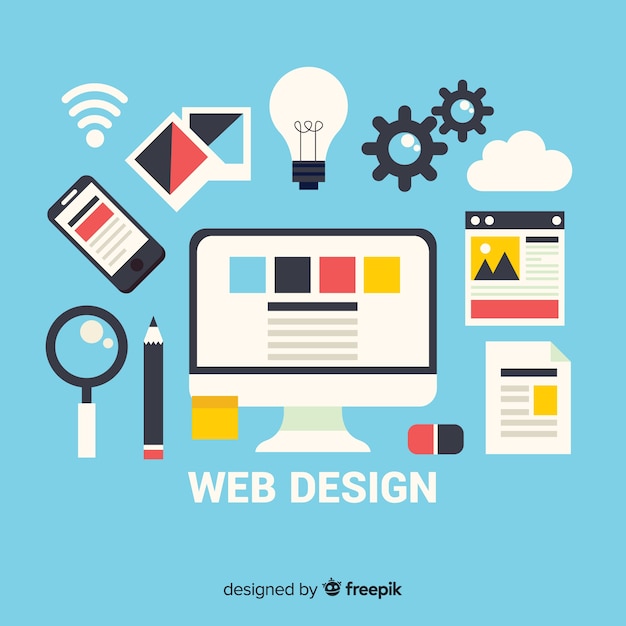 Современная концепция веб-дизайна с плоским стилем
