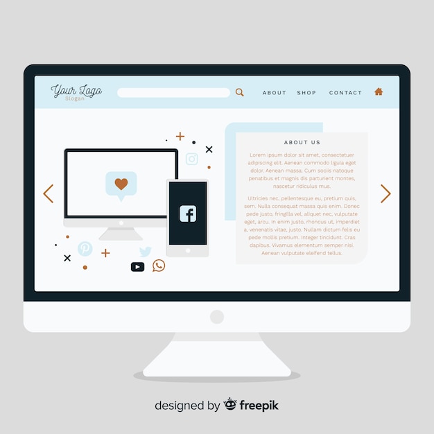 Бесплатное векторное изображение Современная концепция веб-дизайна с плоским стилем