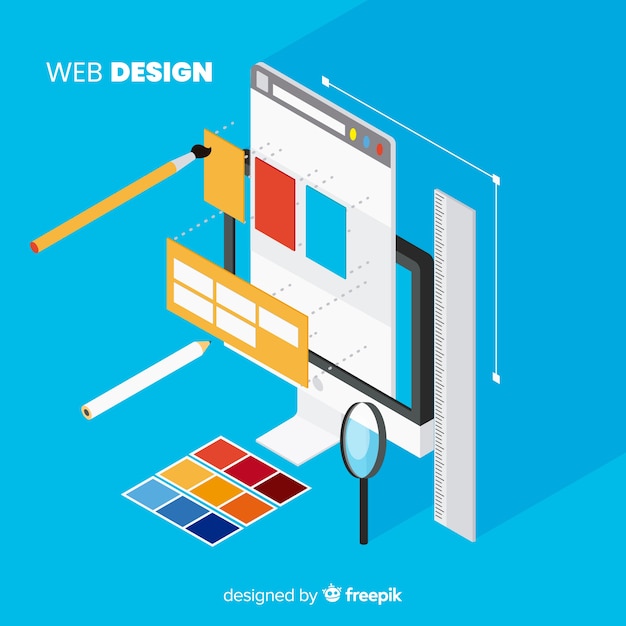 modern web design concept with isometric view