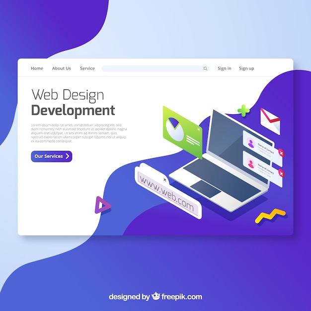 Free vector modern web design landing page concept