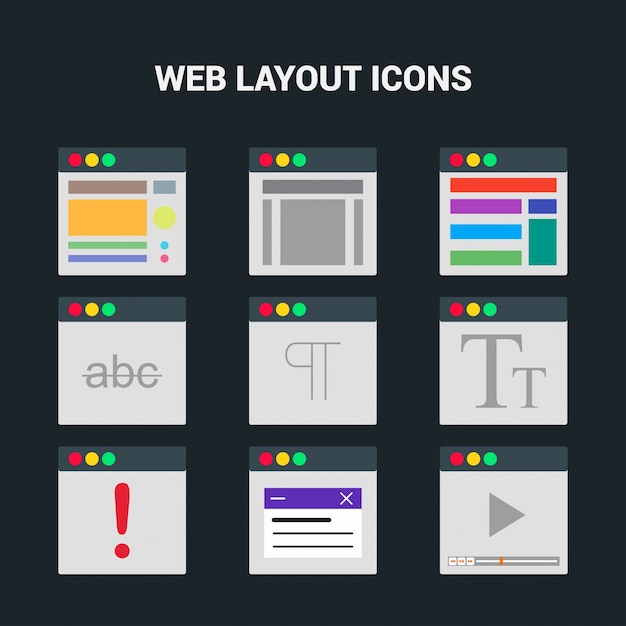 Free vector modern web layout icons