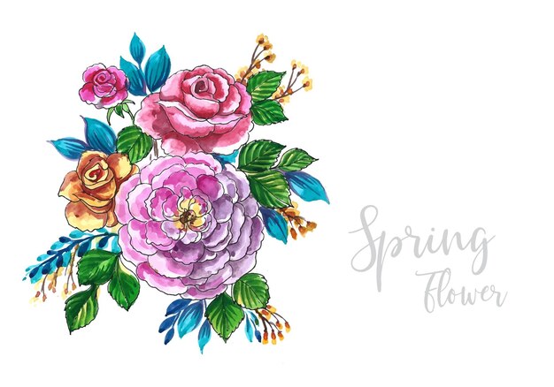 Modern wedding colorful decorative spring flowers design illustration