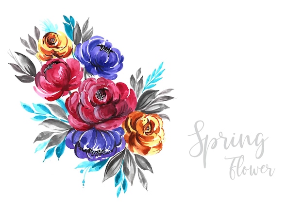 Modern wedding colorful decorative spring flowers design illustration