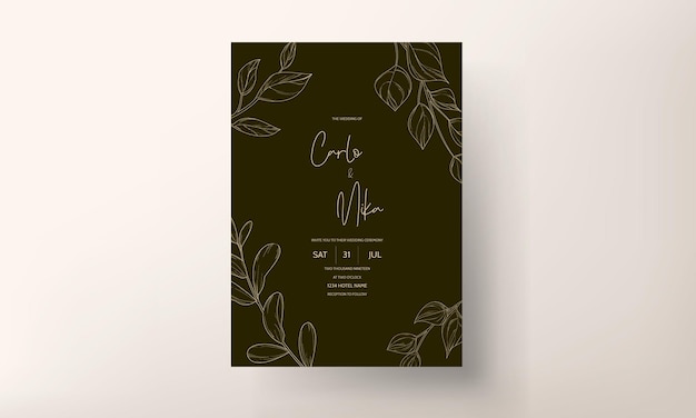 현대 결혼식 초대 카드 잎 디자인 장식품