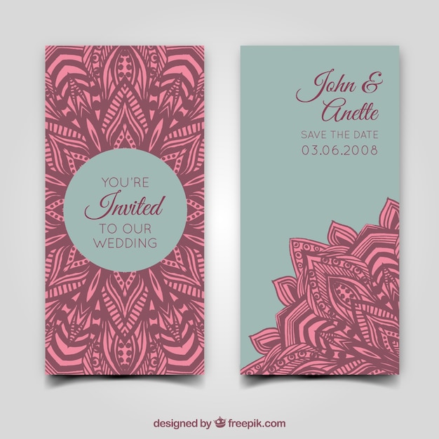 Modern wedding invitation with mandala