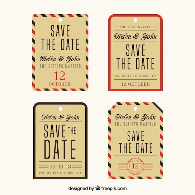 Free vector modern wedding label collection