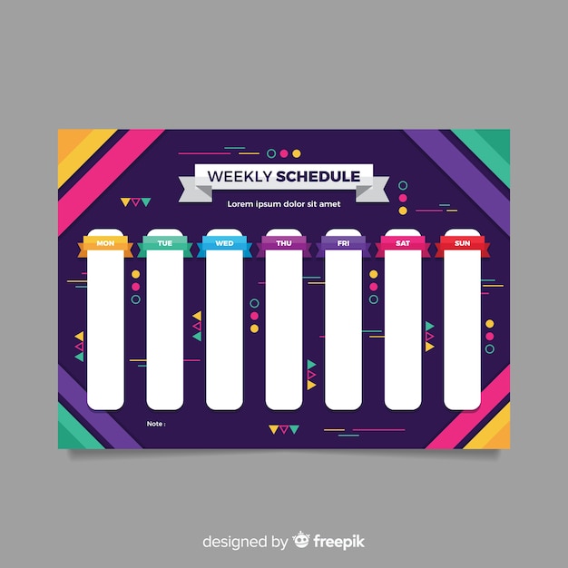 Free vector modern weekly planner template with flat design