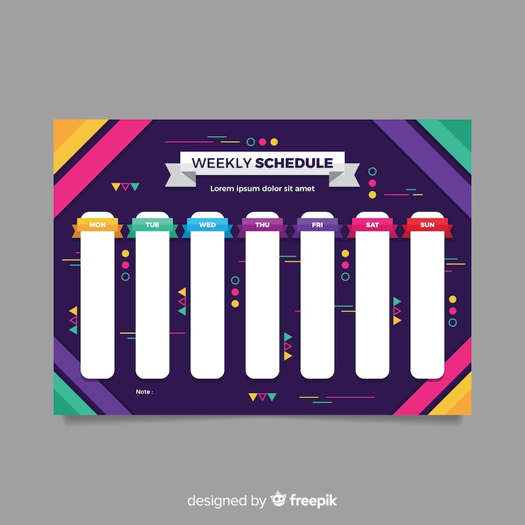 मुफ़्त वेक्टर modern weekly planner template with flat design