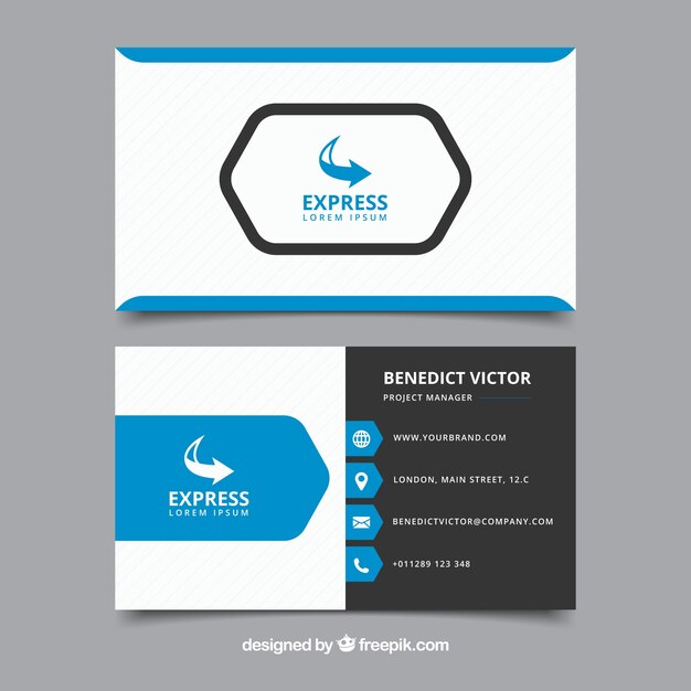 Modern white and blue business card