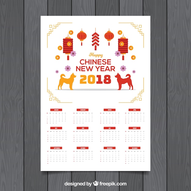 Modern white chinese new year calendar