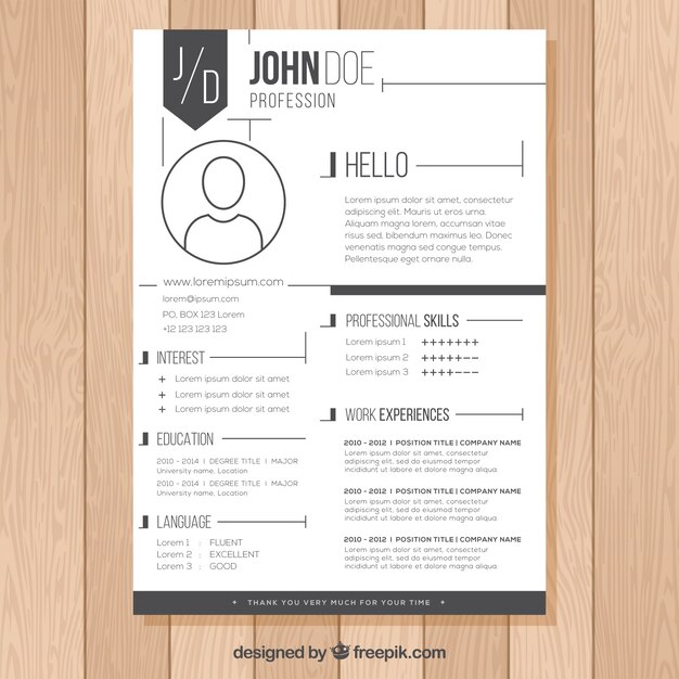 Free vector modern white cv design