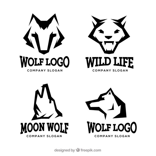 Modern wild wolf logo collection