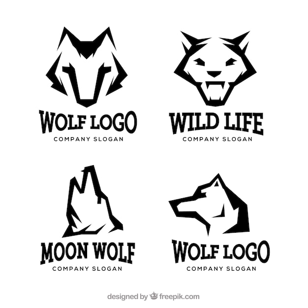 Modern wild wolf logo collection