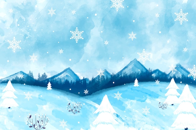 Free vector modern winter landscape background