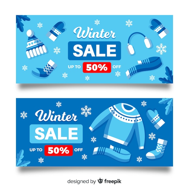 Modern winter sale banners