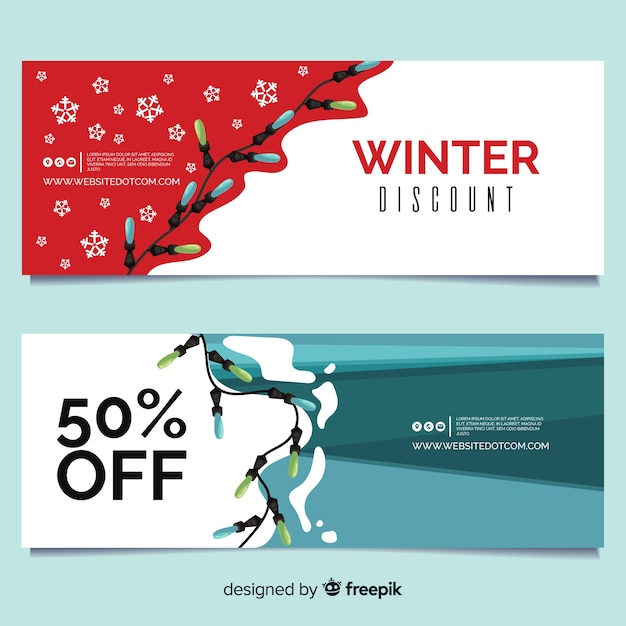 Бесплатное векторное изображение Современные зимние рекламные баннеры