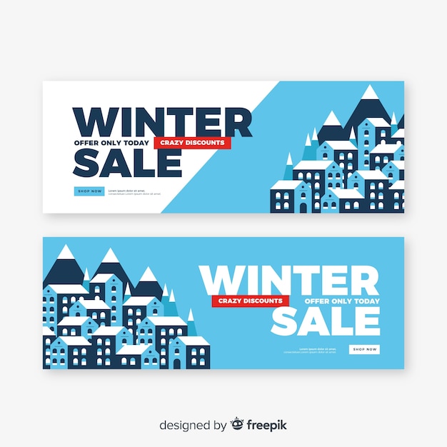 Modern winter sale banners