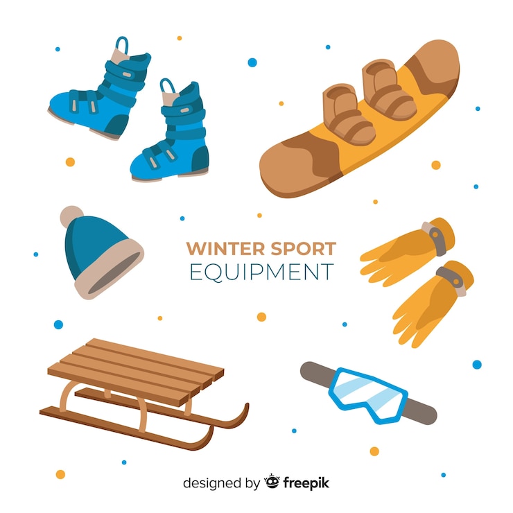 मुफ़्त वेक्टर modern winter sport equipment with flat design