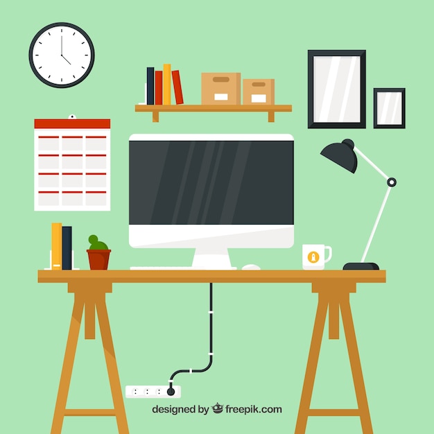 Free vector modern workspace design