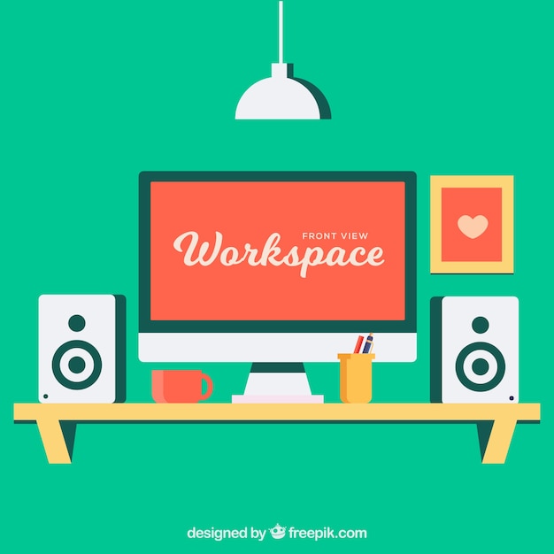 Free vector modern workspace with lovely style
