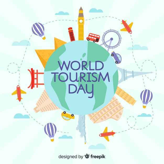 Modern world tourism day composition with flat design