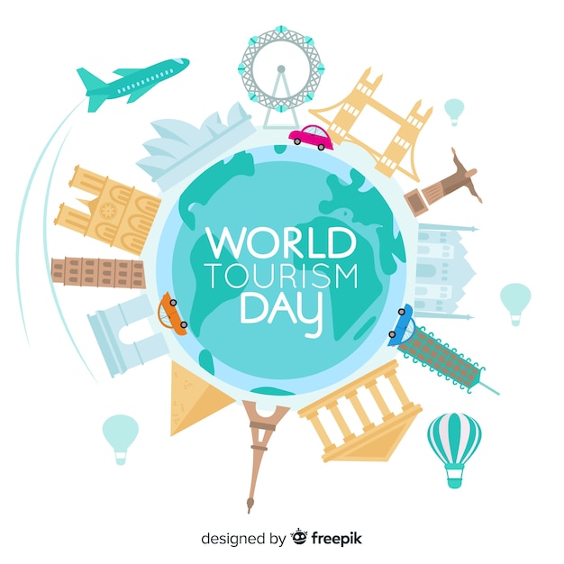 Modern world tourism day composition with flat design