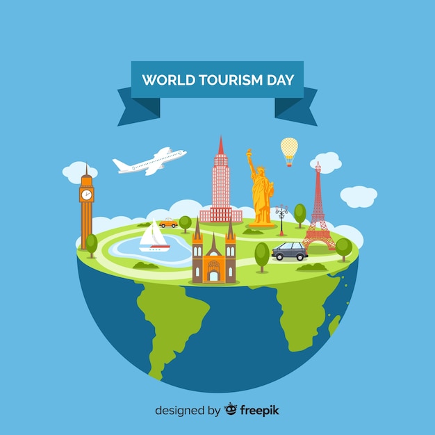 Modern world tourism day composition with flat design