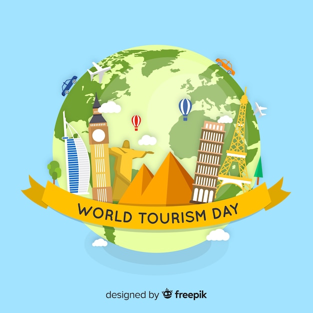 Free vector modern world tourism day composition with flat design