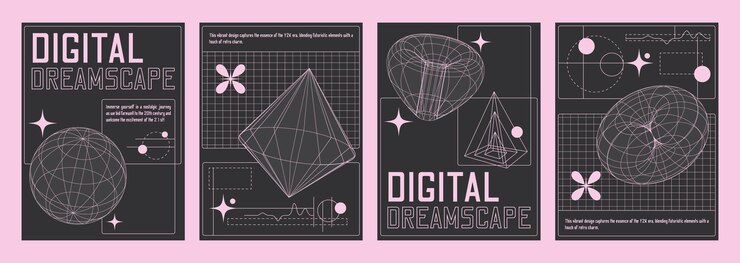 Free Vector modern y2k design style poster