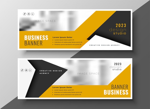 Modern yellow business presentation banner design set