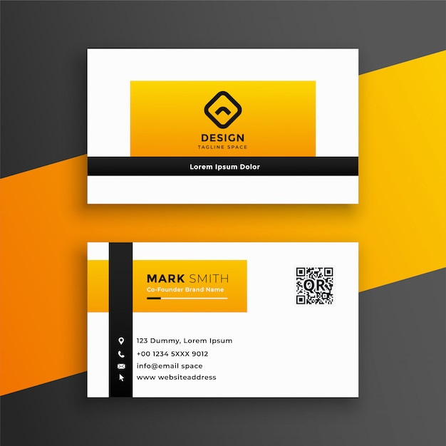Modern yellow color business card design template