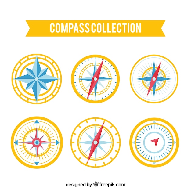 Modern yellow compass pack