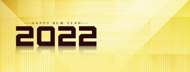 Free vector modern yellow happy new year 2022 banner design vector