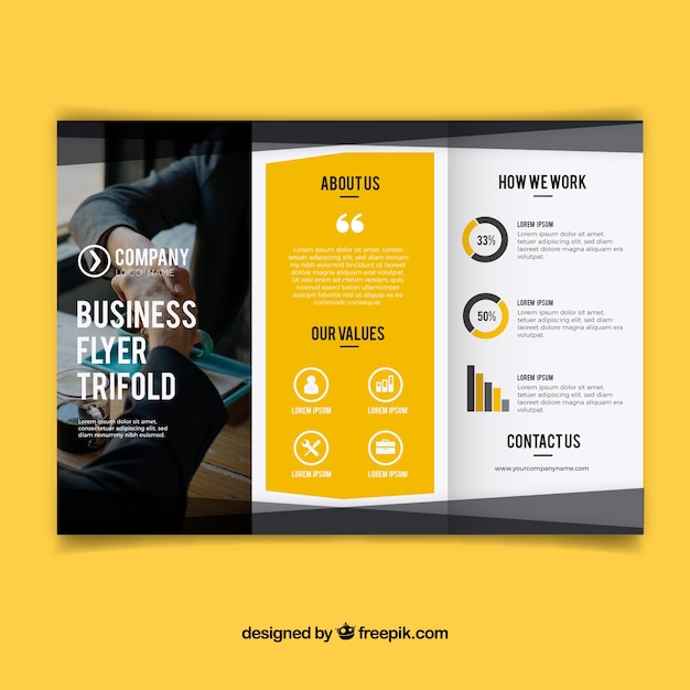 Free vector modern yellow trifold brochure