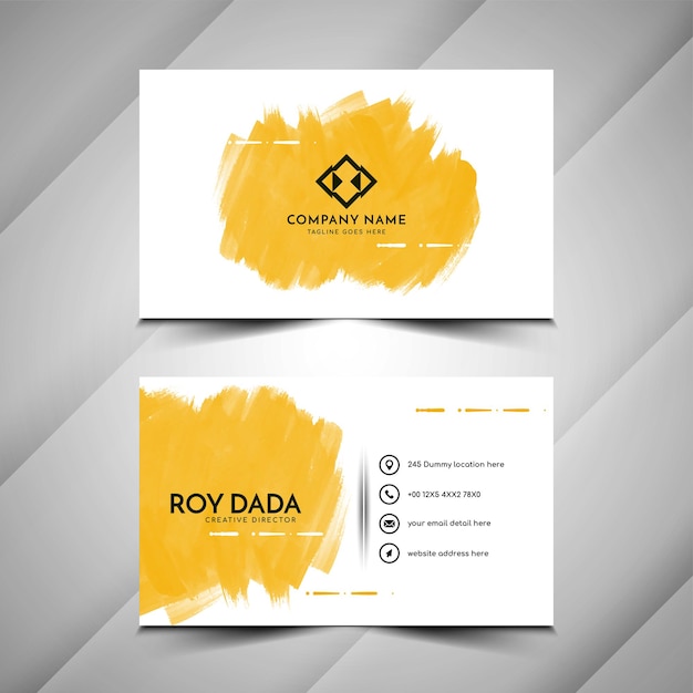 Modern yellow watrecolor style corporate business card template