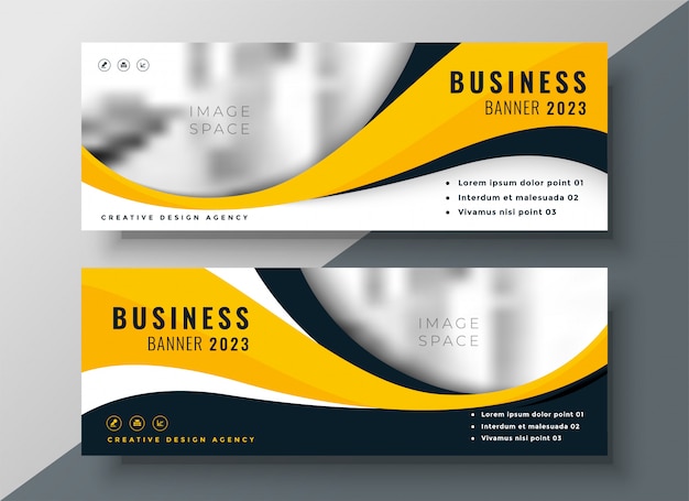 Modern yellow wavy business banner design