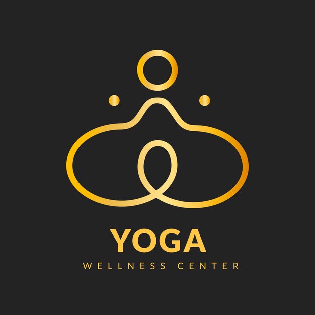 Современный шаблон логотипа йоги, стильный золотой оздоровительный бизнес-вектор